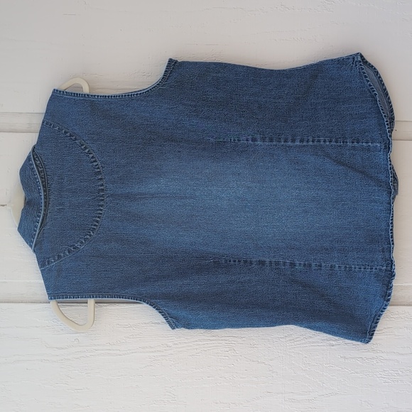 Marsh Landing Vintage Blue Denim Sleeveless Collared Shirt Size Large - Picture 6 of 11